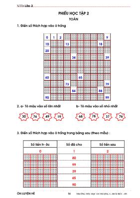 Bài tập ôn luyện hè môn Toán lớp 2 - Trường Tiểu học An Thượng A
